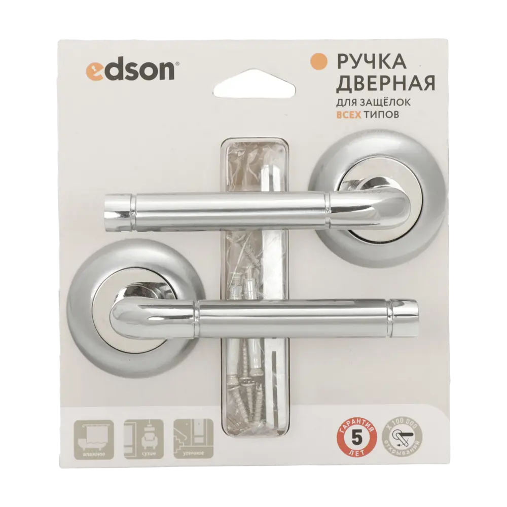 Дверная ручка на розетке Edson EDS-01-Z01 без запирания цвет хром STLM-2188720 - Вид №2