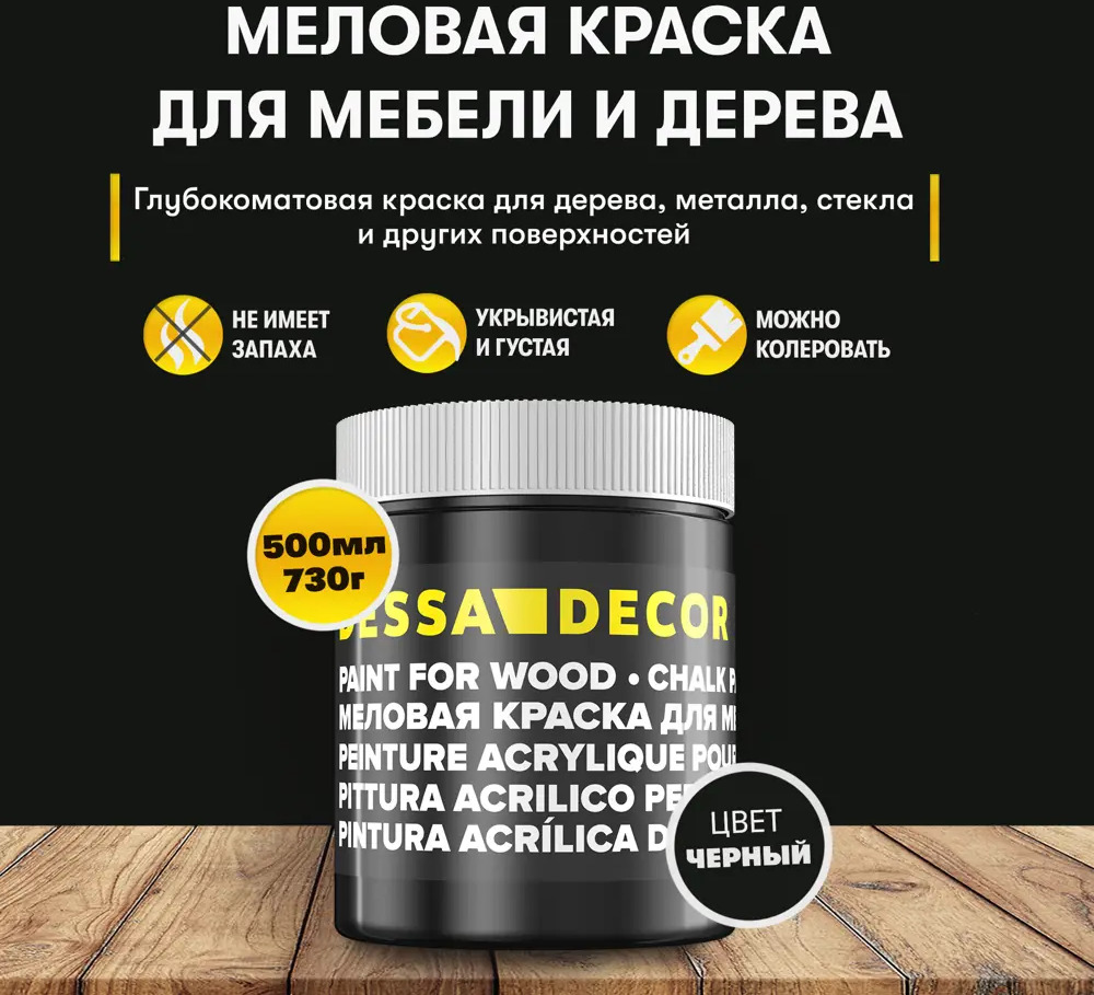 91793779 Краска для мебели меловая Dessa Decor цвет черный 500 мл STLM-0856233