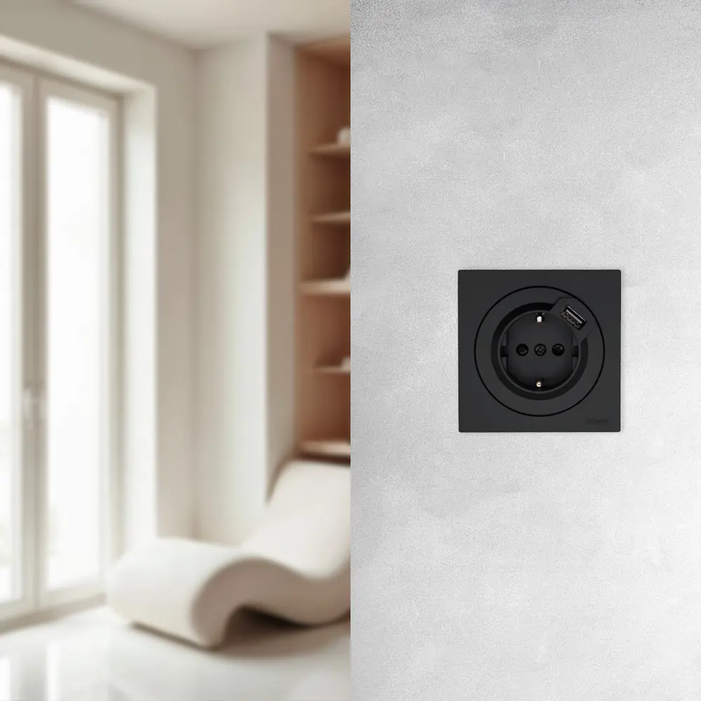 Розетка USB встраиваемая Osen с заземлением цвет черный LEZARD STLM-2093584 - Вид №4