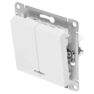 Выключатель встраиваемый Systeme Electric AtlasDesign 2 клавиши с подсветкой цвет белый