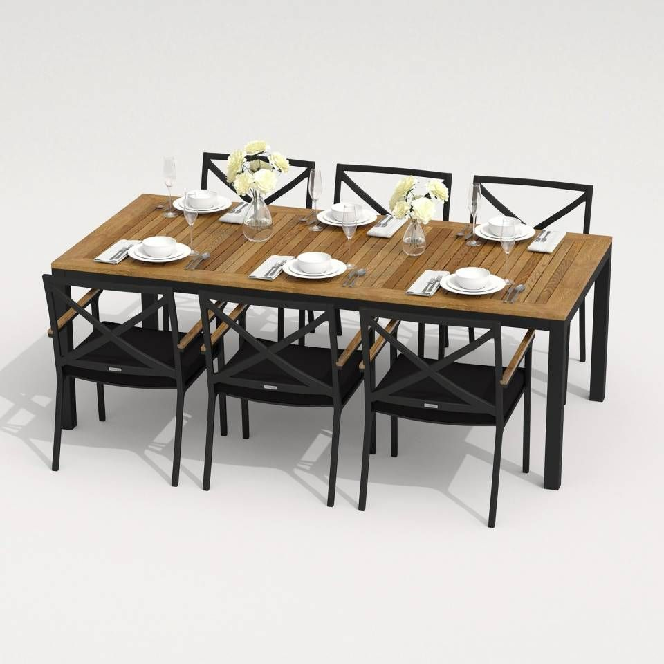 91059755 Садовая мебель для отдыха алюминий темно-серый : стол, 6 стульев TELLA FESTA 200 black STLM-0462442 IDEAL PATIO OUTDOOR STYLE