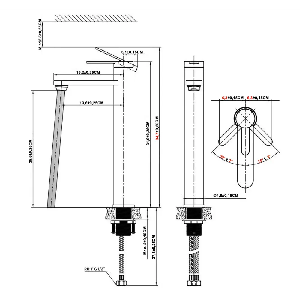 Смеситель для раковины KONSENSA Нарни MA3644 однорычажный на столешницу цвет хром STLM-2095181 - Вид №5