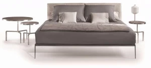 Flexform Двуспальная кровать из кожи с обитым изголовьем Lifesteel