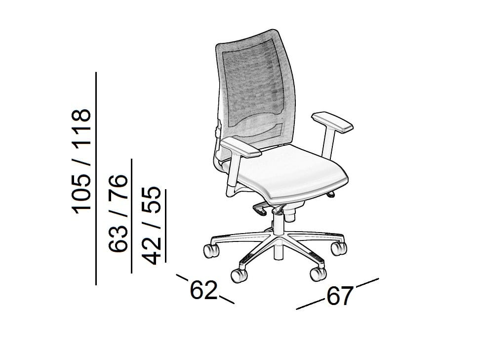5-спицевое вращающееся сетчатое офисное кресло с колесами Luxy Overtime ARCH-00119979 - Вид №6