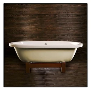 Ванна напольная отдельностоящая кремовая с деревянной рамой Akcjum Casandra WR-12-01-J