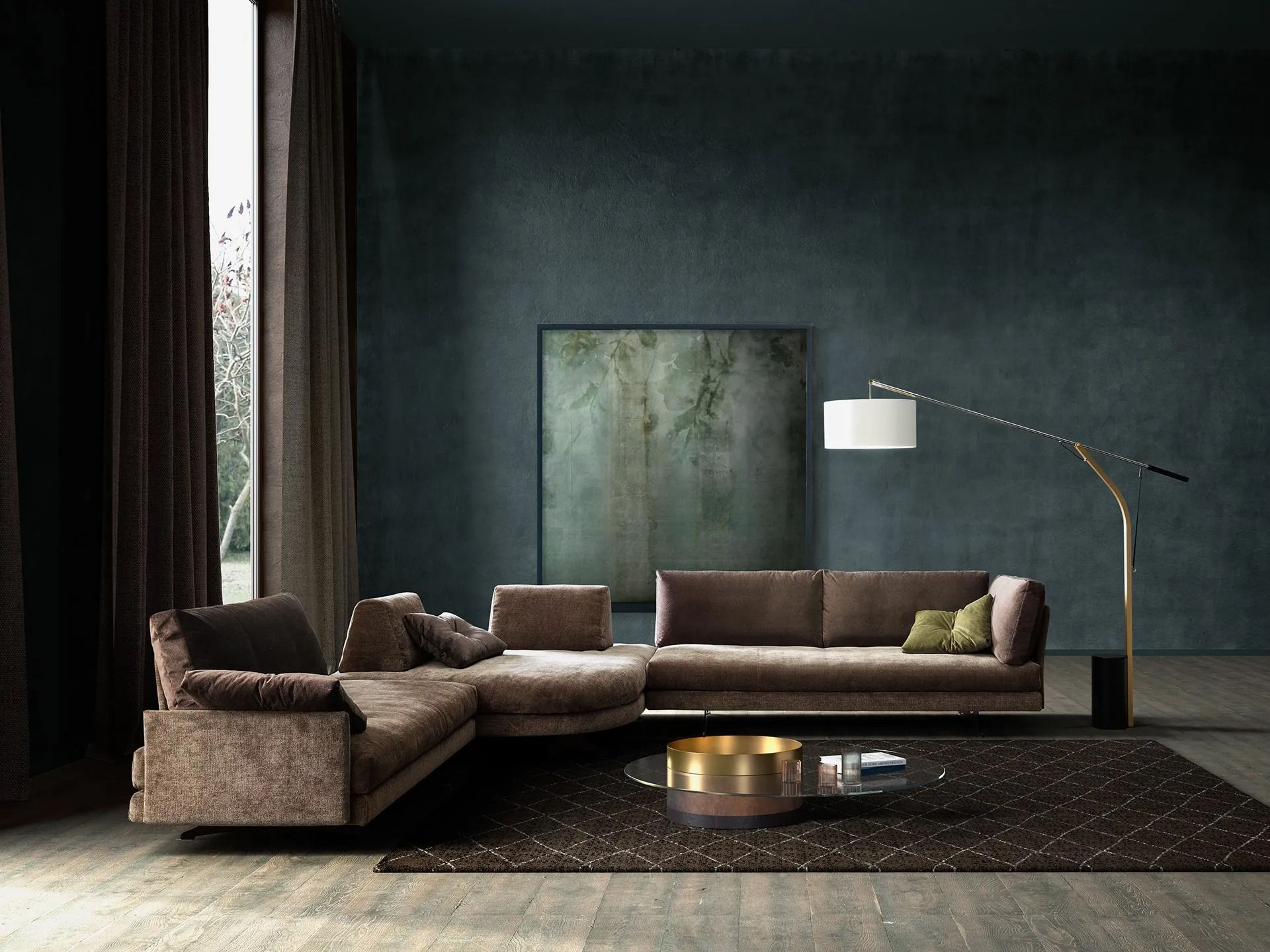 Бархатный секционный угловой диван VALENTINI камень ARCH-00067648 - Вид №6