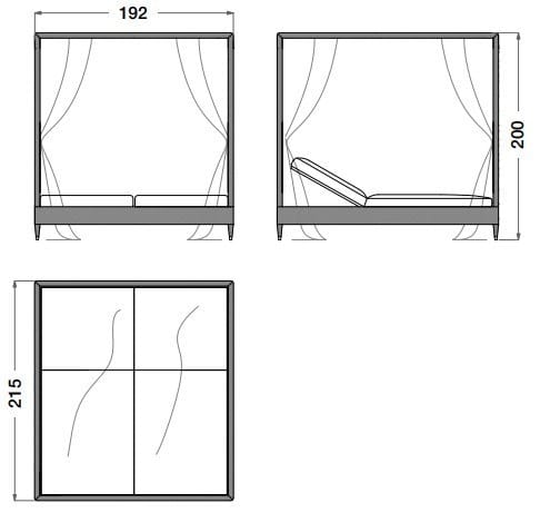 Садовая кровать с откидной спинкой из дерева и ткани CPRN HOMOOD открытый ARCH-00125202 - Вид №3