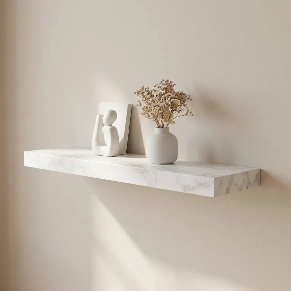 Настенная полка KONSENSA 60x23.5 см со скрытым креплением МДФ цвет светлый мрамор STLM-2131001