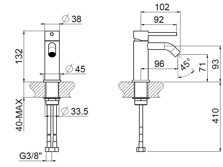 Смеситель для биде с одним отверстием из нержавеющей стали CARIMALI Navis ARCH-00116654 - Вид №2