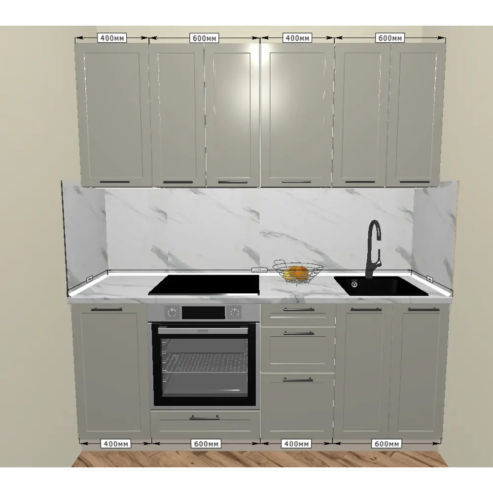 Кухонный гарнитур 200x60 см Ньюпорт ВШВ цвет топо KONSENSA STLM-2135688 - Вид №1