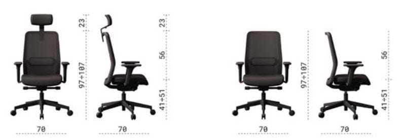 5 спиц подлокотник ткань регулируемая высота операционный стул офис Las Mobili Essai ARCH-00136875