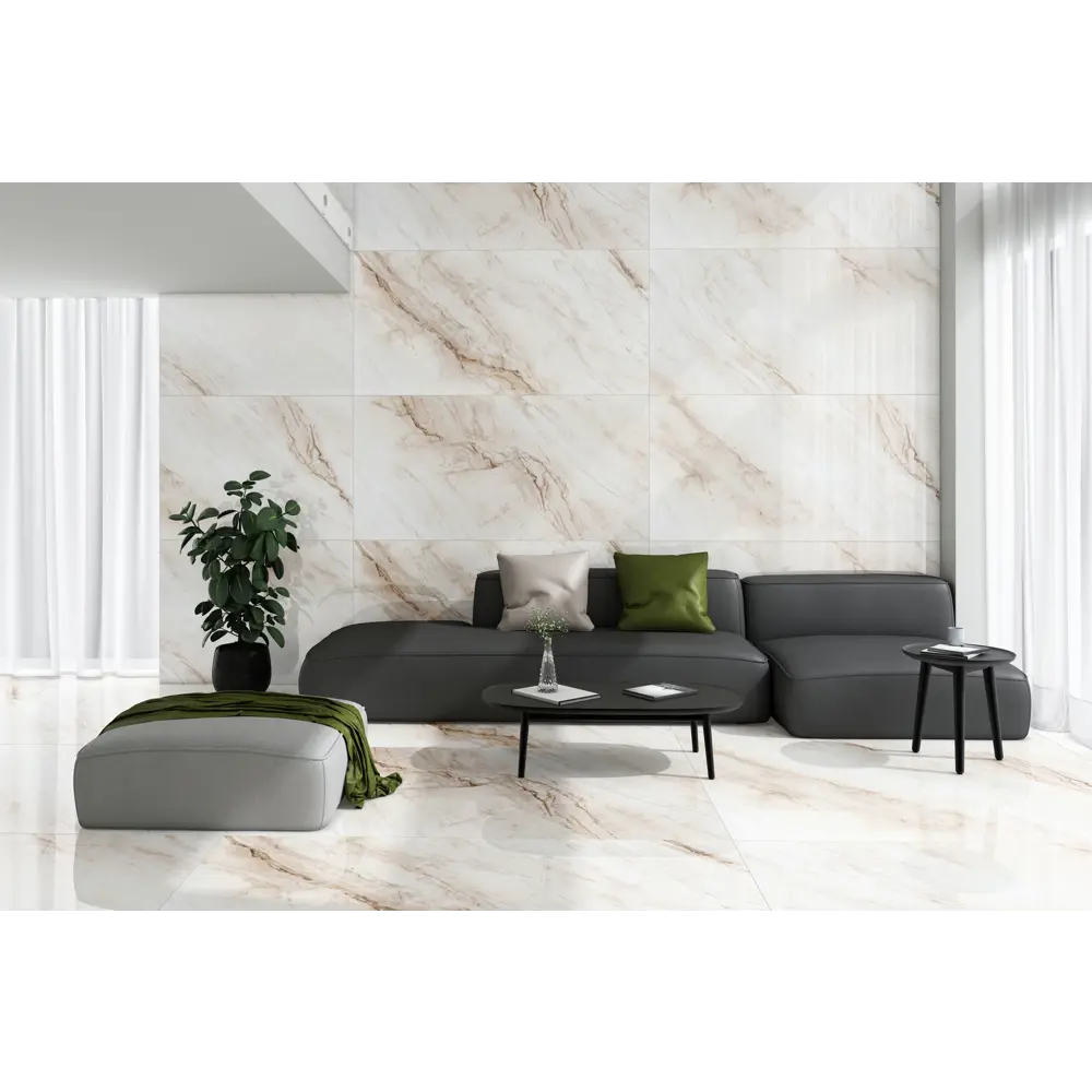 Керамогранит Kerald Volkas Volkas Radico Glossy 80-160 80x160см 2.56 м² цвет белый, цена за упаковку