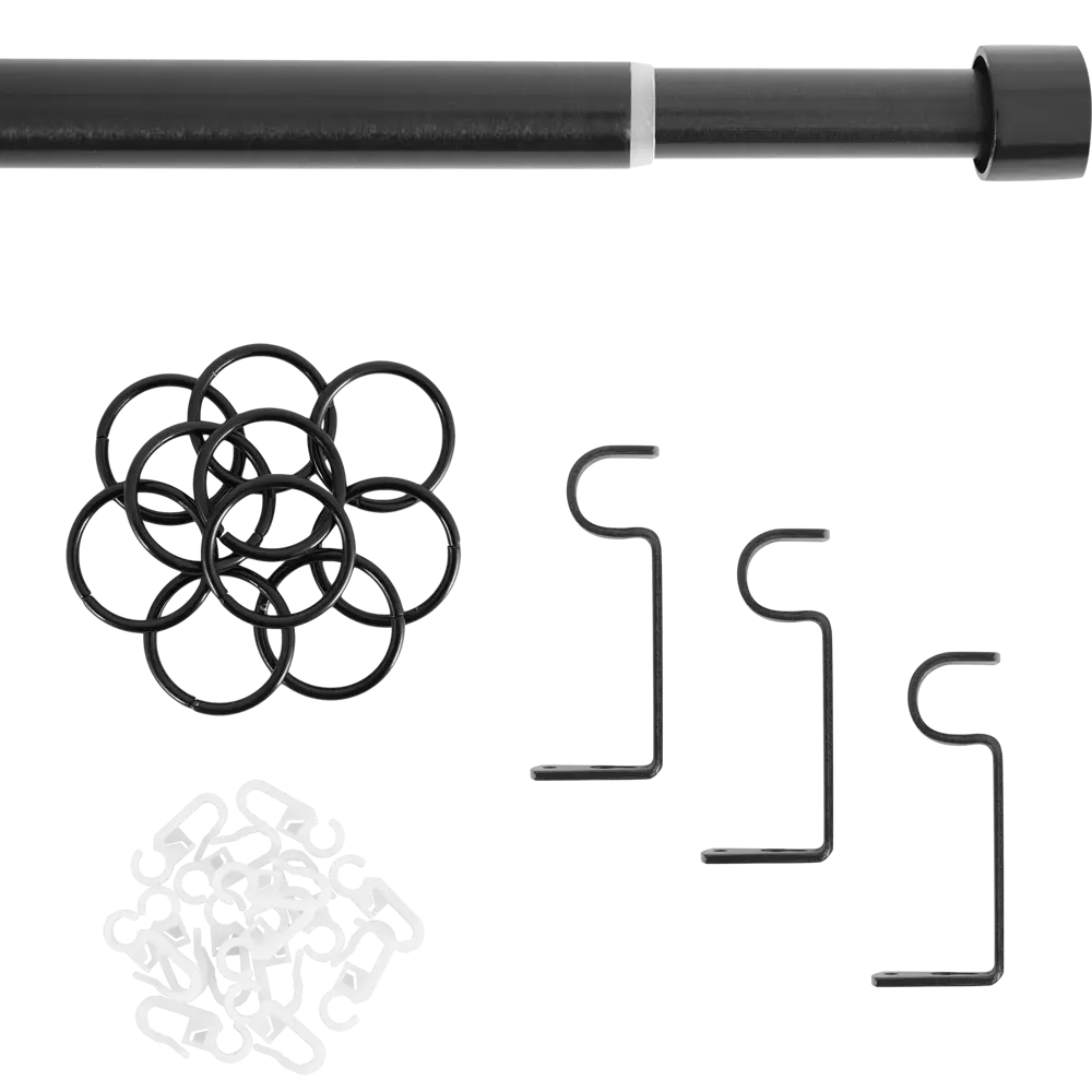 Карниз однорядный раздвижной d19/16 мм заглушка 160-320 см цвет черный ORBIS STLM-2007749 - Вид №1