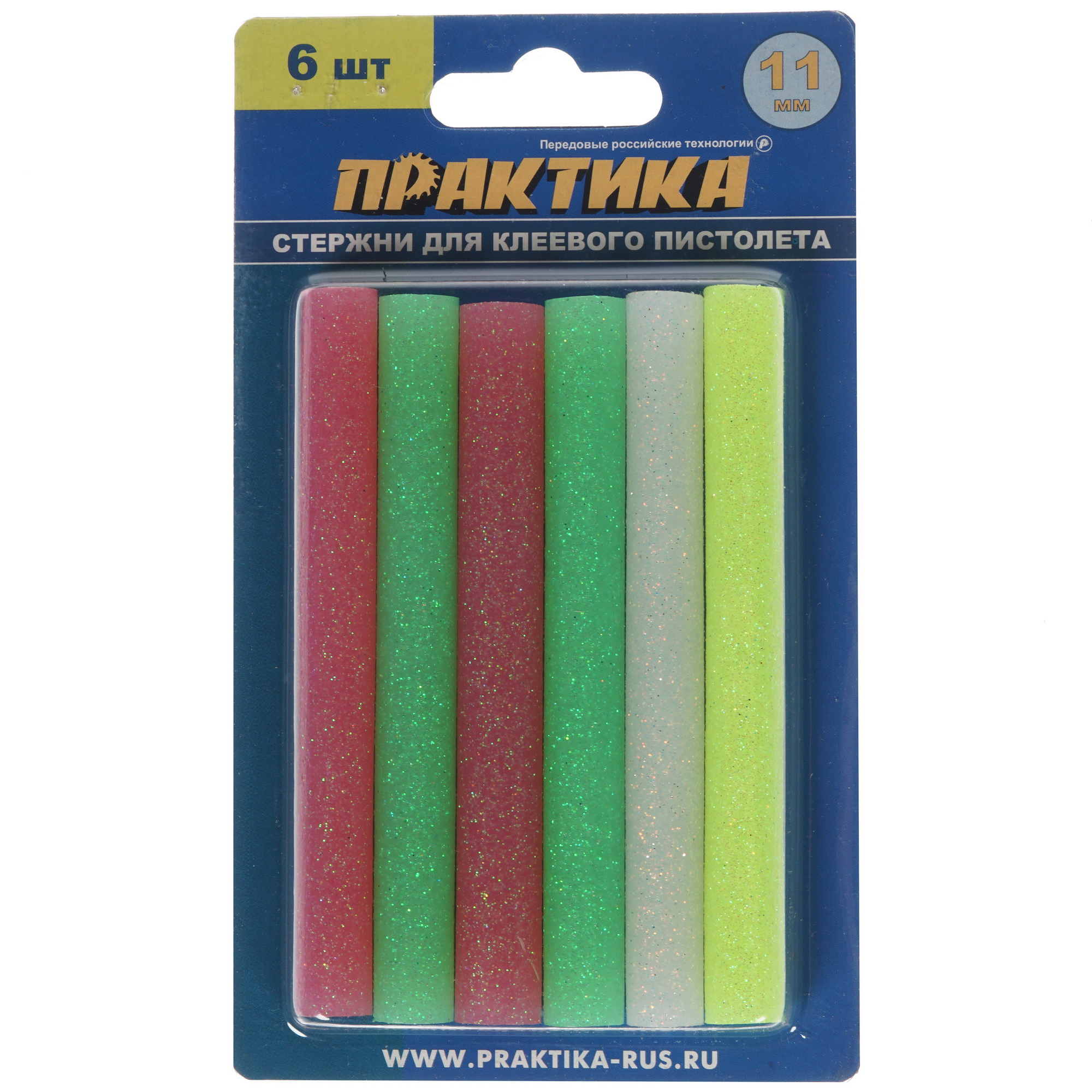 Стержни клеевые Практика 790-229 белый, желтый, зеленый, розовый 8152072 STDN-0095075