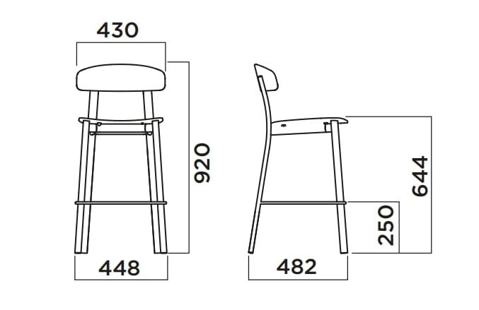 Высокий стул из стали и дерева со спинкой Infiniti Feluca ARCH-00057849 - Вид №2