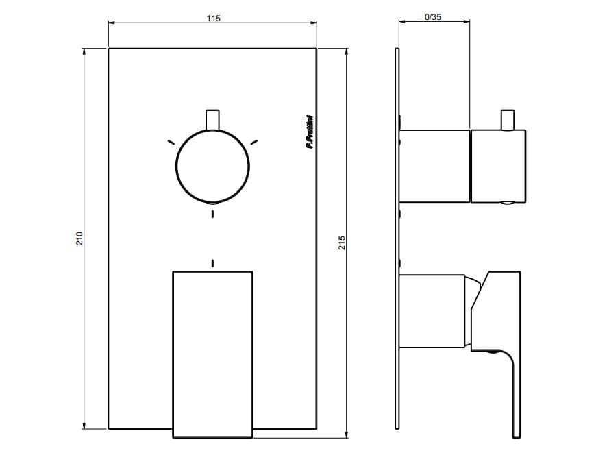Однорычажный смеситель для душа с переключателем Rubinetterie Frattini Vita Due ARCH-00145769 - Вид №6