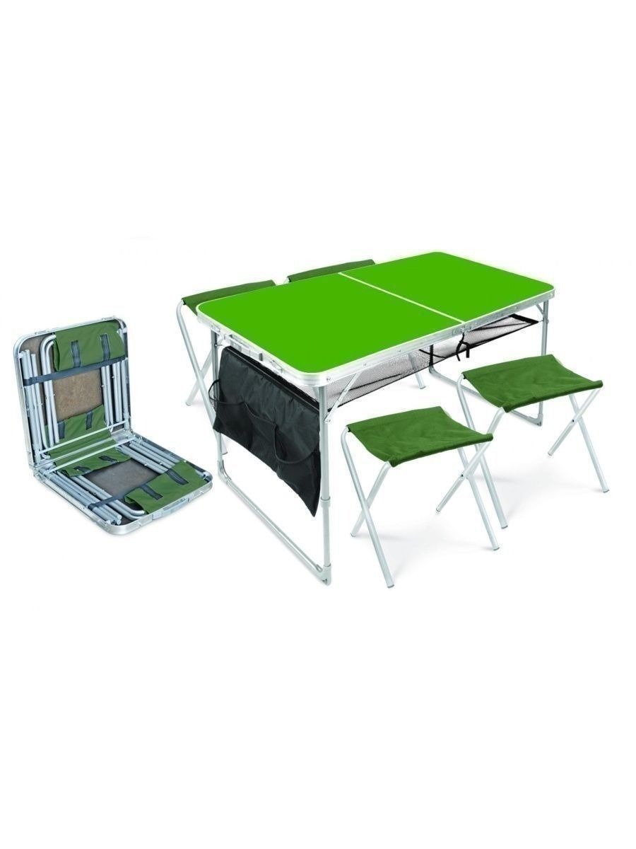91057639 Садовая мебель для обеда алюминий хаки : стол, 4 стула, подвесной пенал ССТ-К3/2 STLM-0461415 NIKA