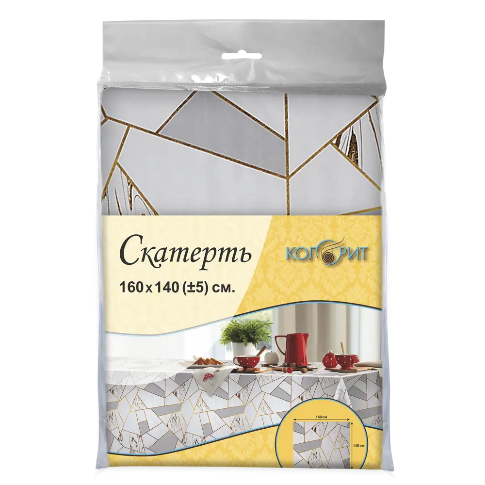 Скатерть Oxford Мрамор прямоугольная 160x140 см цвет молочный Santreyd STLM-2012219 - Вид №3