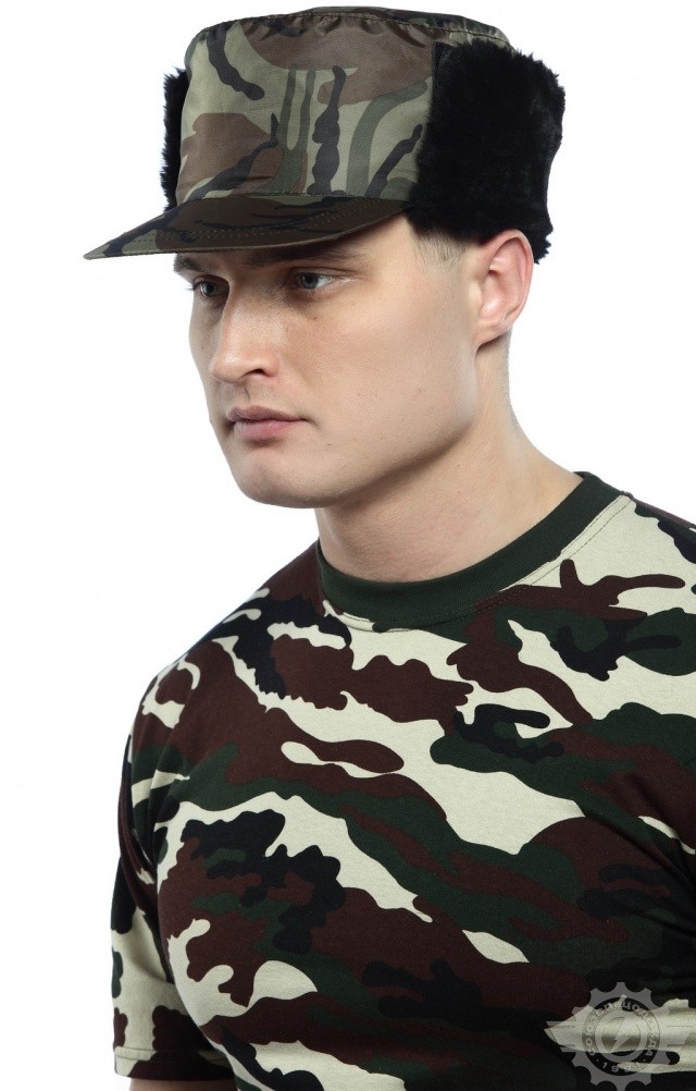 61456 Кепи "Охранник" зимняя камуфляж зеленая  Головные уборы  размер 58 Спецодежда  - Вид №2