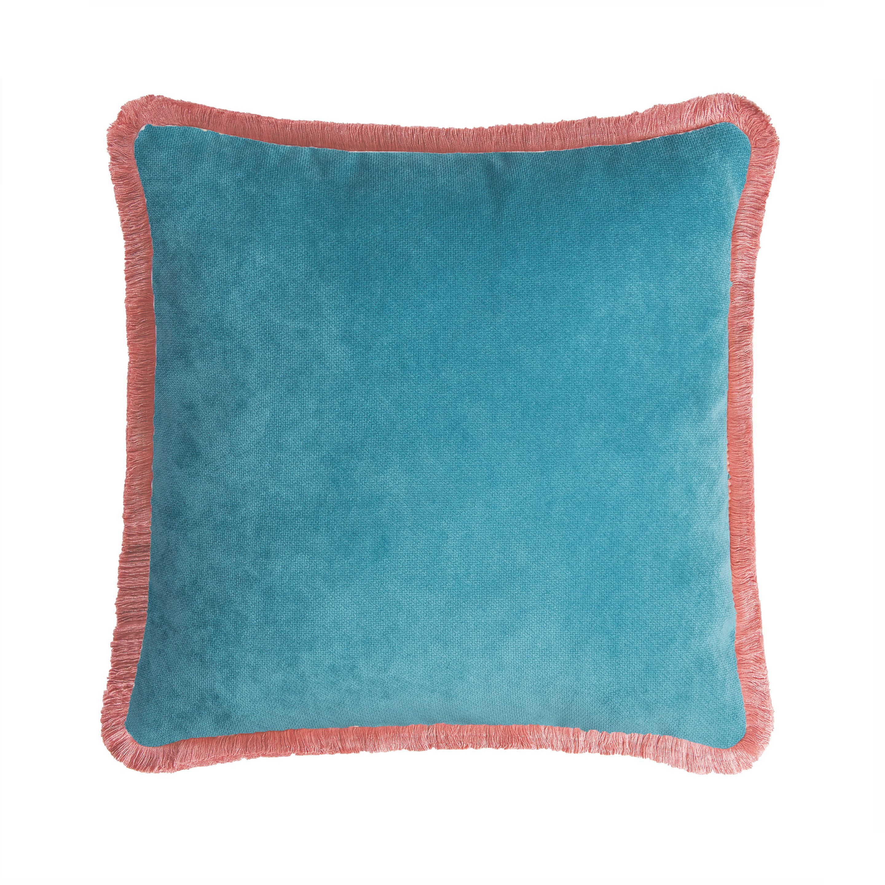 Однотонная бархатная съемная подушка с бахромой LO DECOR HAPPY PILLOW COLOR VELVET ARCH-00145513 - Вид №6