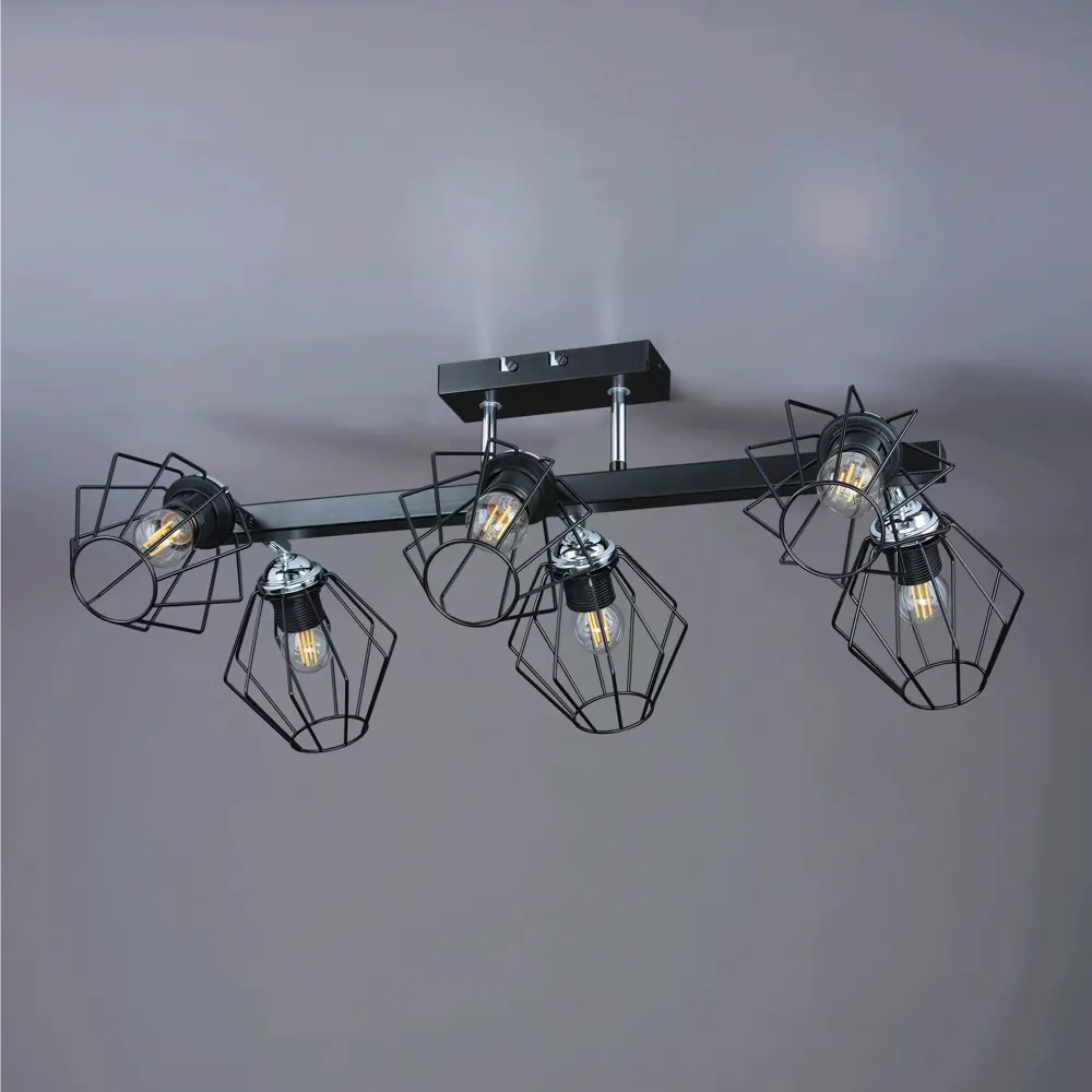 Люстра потолочная Гранж РС21384 6 ламп 18 м² цвет черный РОССВЕТ STLM-2161121