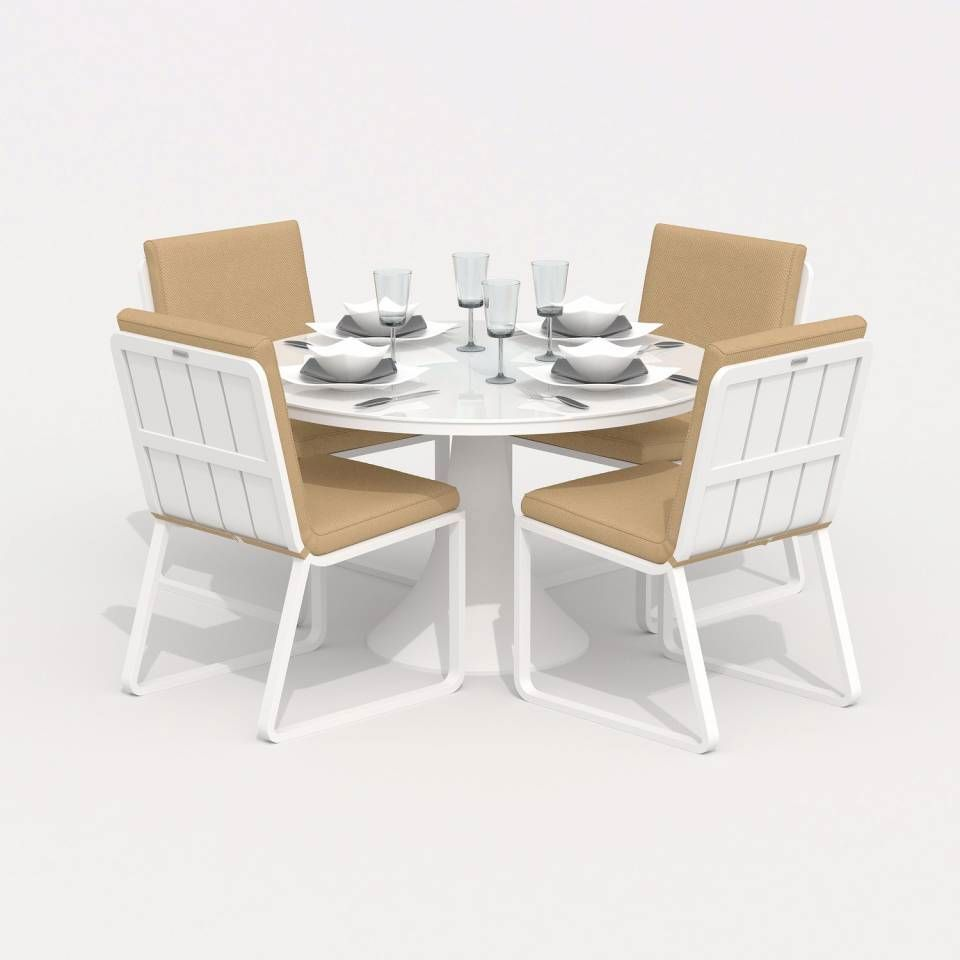 91041823 Садовая мебель для отдыха алюминий белый : стол, 4 кресла DIVA GIRA beige STLM-0454816 IDEAL PATIO OUTDOOR STYLE
