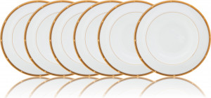 10665420 Noritake Набор из 6 тарелок суповых Noritake "Рочель,золотой кант" 21,5см Фарфор костяной