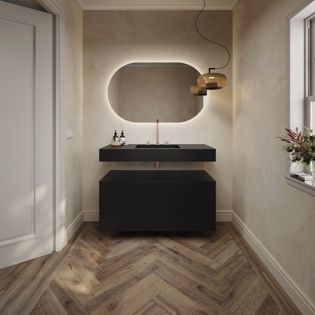 Подвесной шкаф для ванной комнаты Corian® с ящиками RILUXA Gaia ARCH-00002722 - Вид №3