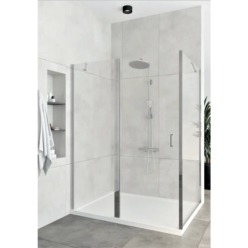 Боковая панель для душа Rain 80x185см профиль хромированный стекло прозрачное 5мм Santreyd STLM-2012350 - Вид №7