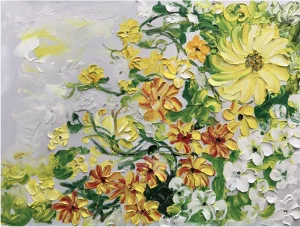 Картина на холсте 90х120 см "Летние цветы" EVENHOME КАРТИНЫ МАСЛОМ 130020 Желтый;зеленый;синий;разноцветный