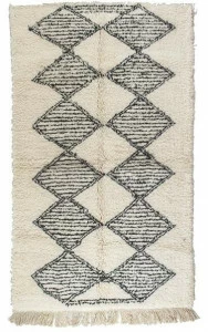 AFOLKI Прямоугольный шерстяной коврик с длинным ворсом и геометрическими мотивами Beni ourain Taa1148be