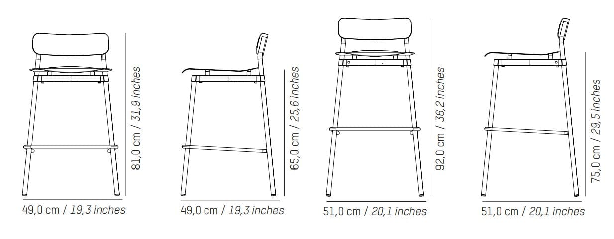 Высокий штабелируемый алюминиевый стул с порошковым покрытием с подставкой для ног Petite Friture Fromme ARCH-00091817 - Вид №62
