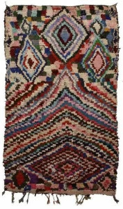 AFOLKI Прямоугольный шерстяной коврик с длинным ворсом и узором Boucherouite Taa951be