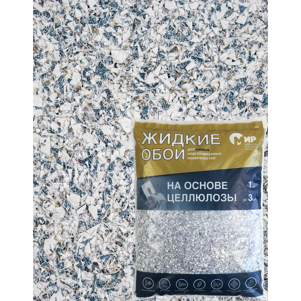 Жидкие обои на основе целлюлозы 1кг цвет синий 82709804 STLM-2172084 МИР 