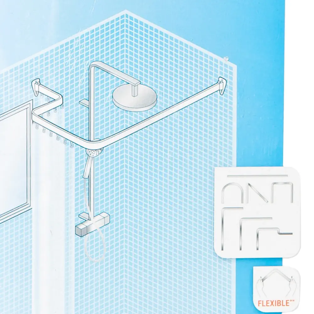 Карниз для ванной Sensea гибкий 300 см цвет белый STLM-2124049 - Вид №1
