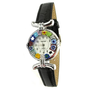 1881 ORIGINALMURANOGLASS Наручные часы Миллефиори - Чёрный ремешок - муранское стекло 21 см