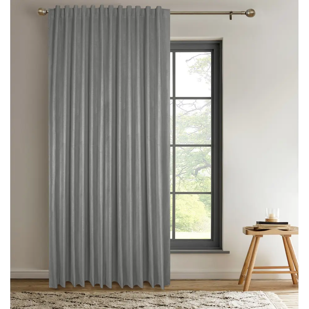 Штора на ленте Ника 200x270 см цвет темно-серый СТОЛИЦА ТЕКСТИЛЯ STLM-2057156