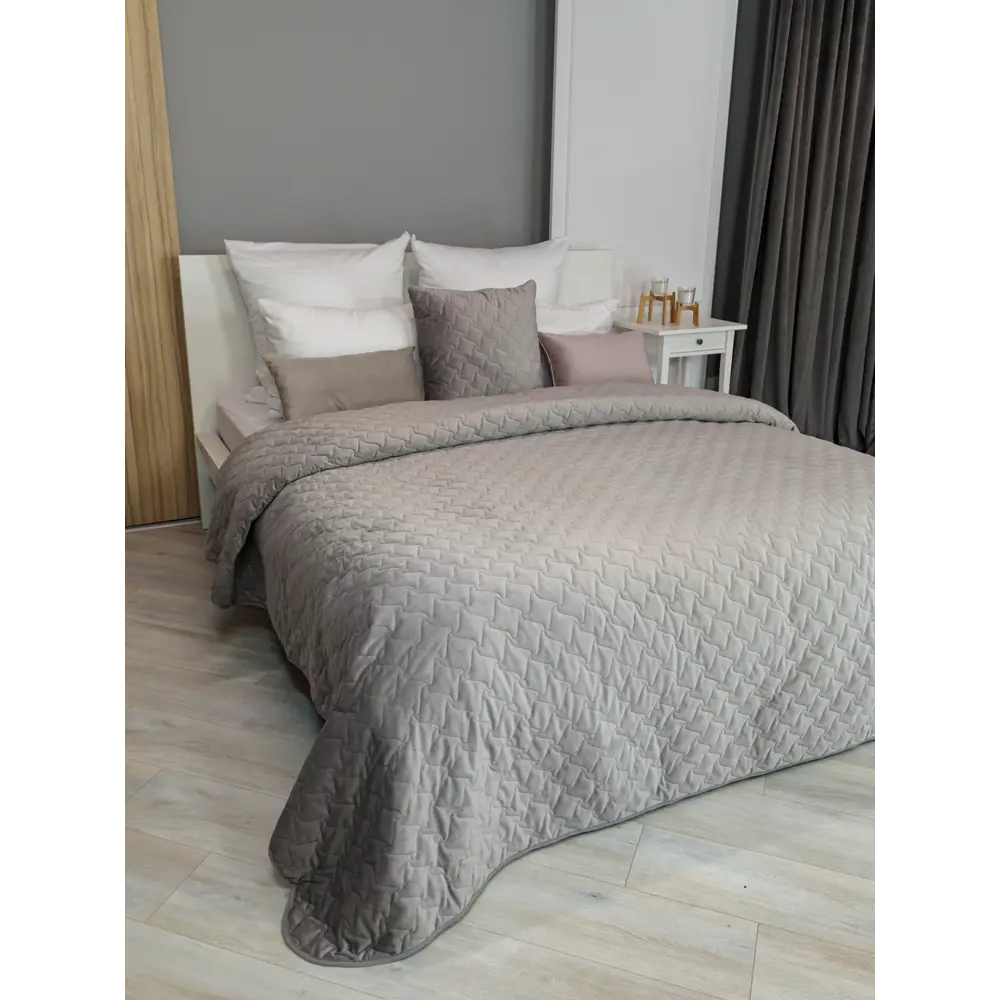 Покрывало Verona 220x240 см бархат цвет серо-коричневый Бельвита Нео-классика STLM-2126190 - Вид №5