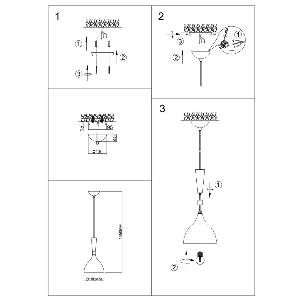 Светильник подвесной Chera, 1 лампа, 5 м², цвет чёрный LAMPLANDIA STLM-2072572 - Вид №10