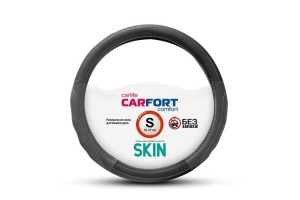 16377399 Оплетка Skin кожа, черно-серая, S 60347 Carfort