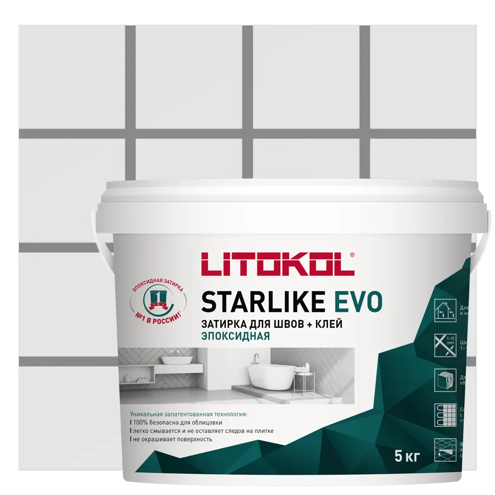 91038524 Затирка Litokol L0485150004 Starlike Evo S.115 Grigio Seta 5.30кг STLM-0944103