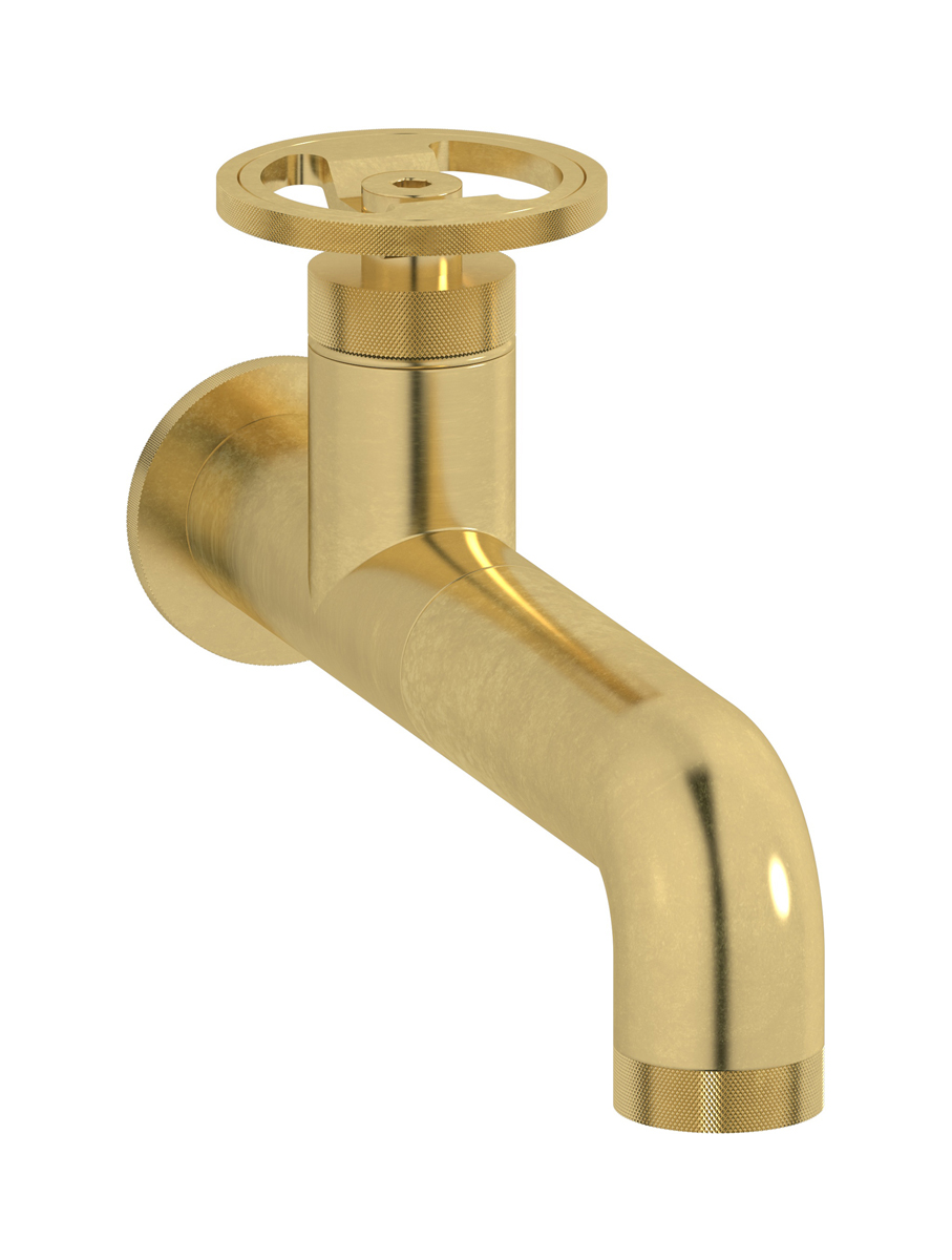 Встроенный в стену смеситель для раковины на 1 отверстие в комплекте с донным клапаном WE ARE IB b1209on Natural Brass Bold