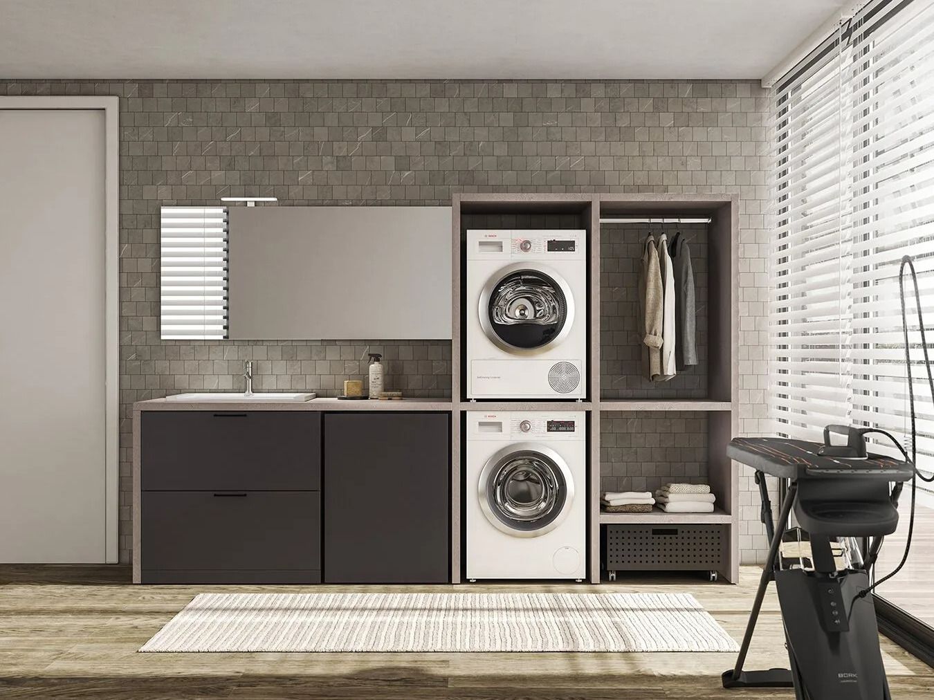 Шкаф для стиральной машины со стиральной машиной BMT Kosmo ARCH-00147116