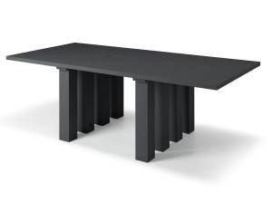 Rectangular solid wood dining table