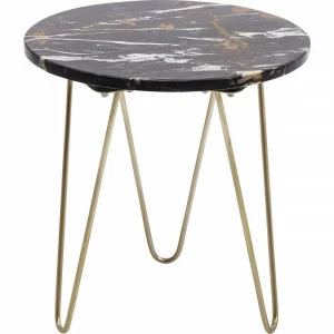 Приставной столик круглый с коричневым мраморным топом 35 см Key Largo KARE KEY LARGO 323041 Коричневый