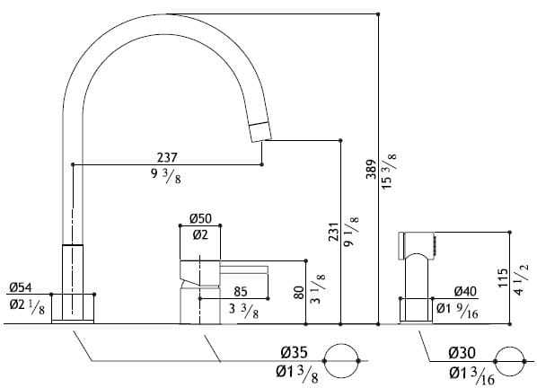 Смеситель для кухни из нержавеющей стали со съемным ручным душем MGS F2 ARCH-00141689 - Вид №1
