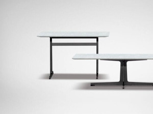 Высокий прямоугольный журнальный столик из шпона