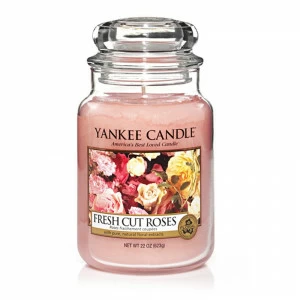 Свеча большая в стеклянной банке "Свежесрезанные розы" Fresh Cut Roses 623 гр 110-150 часов YANKEE CANDLE  267862 Розовый