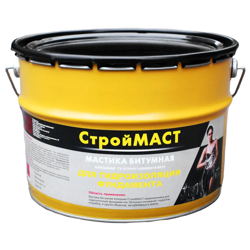 Мастика гидроизоляционная битумная Строймаст для фундамента 10 кг STLM-2162351