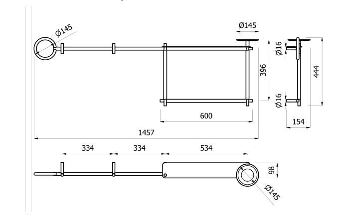 Прямоугольный модуль с полками и держателем для полотенец EVER Life Design Buck ARCH-00146557
